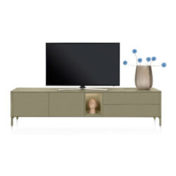 Trentino, Lowboard 240 cm. - 2-deuren + 2-laden + 1-niche - mdf gelakt - Olijf