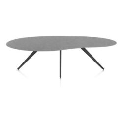 Saluti, eetkamertafel organisch 240 x 120 cm. - 4 poot - rough off black - Antraciet