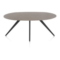 Saluti, eetkamertafel ellips 180 x 105 cm. - 4 poot - rough off black - Lava