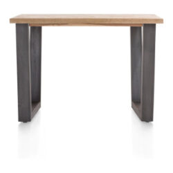 Metalox, table de bar 130 x 90 cm (hauteur: 92 cm) - bords effet tronc d\'arbre + V-forme pied metal