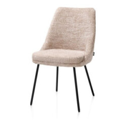 Isaac, eetkamerstoel - 4-pootjes - rough off black - stof Derby - beige