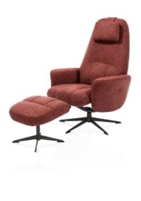 Torino, relaxfauteuil met poef - stof Cloudy - koper