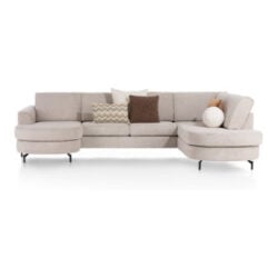 Alcona, U-bank afgerond rechts - stof Vada - beige