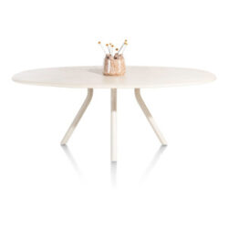 Lund, table ovale 210 x 120 cm. - stone-skin - pied central long - Nebbia