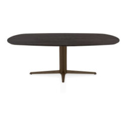 Caletta, eetkamertafel ovaal 210 x 100 cm. - eiken blad - centrale teenpoot steelbrown - Basalt