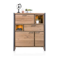 Metalo, buffet haut 2-portes + 1-tiroir + 1-porte abattante + 2-niches (+LED)