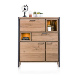 Metalo, highboard 2-deuren + 1-lade + 1-klep + 2-niches (+ LED)