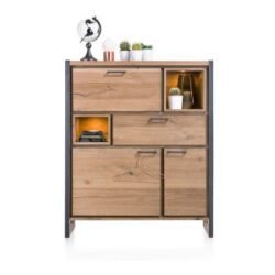 Metalo, buffet haut 2-portes + 1-tiroir + 1-porte abattante + 2-niches (+LED)