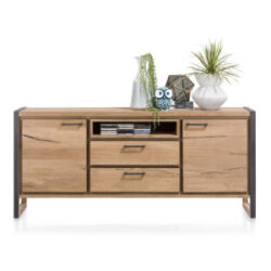 Metalo, buffet 180 cm - 2-portes + 2-tiroirs + 1-niche (+ LED)