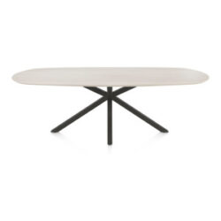 Caletta, eetkamertafel ovaal 240 x 105 cm. - HPL Primo Laminato blad - centrale kruispoot grafiet - Travertin