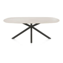 Caletta, eetkamertafel ovaal 210 x 100 cm. - HPL Primo Laminato blad - centrale kruispoot grafiet - Travertin