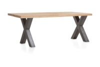 Metalox, eetkamertafel 200 x 100 cm - met rand boomschors + X-vorm metalen poot - Afbeelding 2