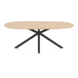 Caletta, eetkamertafel ovaal 210 x 100 cm. - eiken blad - centrale kruispoot grafiet - Natural