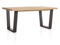 Metalox, eetkamertafel 170 x 100 cm - met rand boomschors + V-vorm metalen poot - Afbeelding 2