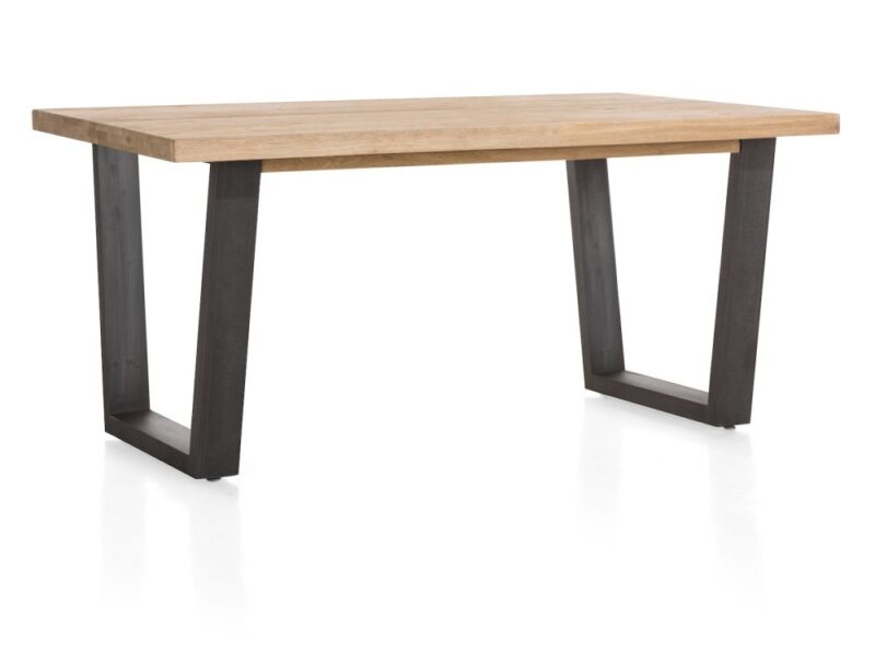 Metalox, Eetkamertafel 170 X 100 Cm - Met Rand Boomschors + V-Vorm Metalen Poot - Afbeelding 2