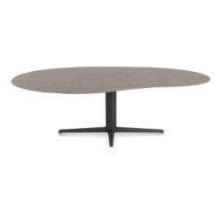 Saluti, eetkamertafel organisch 240 X 120 cm. - centrale teenpoot - rough off black - Lava