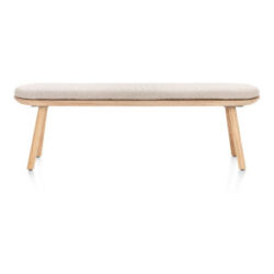 Niora, bank 160x43cm - massief eiken - houten pootjes - inclusief kussen