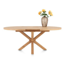 Nyborg, uitschuiftafel 150 (+ 40) x 130 cm - Deens ovaal - centrale poot hout