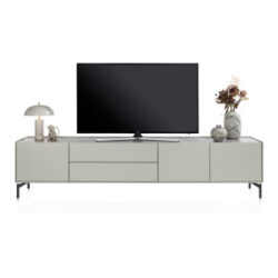 Noon, lowboard 240 cm - 3-deuren + 2-laden - bovenblad in HPL light grey