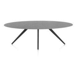 Saluti, eetkamertafel ellips 240 x 110 cm. - 4 poot - rough off black - Antraciet