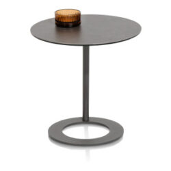 Vegas, salontafel rond 50 cm - keramiek op glas - Antraciet