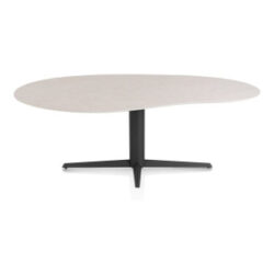 Saluti, eetkamertafel organisch 210 X 120 cm. - centrale teenpoot - rough off black - Light sand