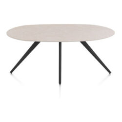 Saluti, eetkamertafel ellips 180 x 105 cm. - 4 poot - rough off black - Light sand