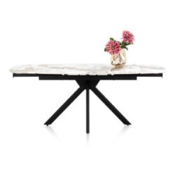 Axelle, Uitschuiftafel 140 (+2 x 30 cm) x 90 cm, keramiek, marble creme