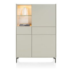 Noon, bergkast 120 cm - 3-deuren + 2-laden (+ LED) - geheel silk grey