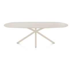 Caletta, eetkamertafel ovaal 240 x 105 cm. - HPL Primo Laminato blad - centrale kruispoot cr&egrave;me - Travertin