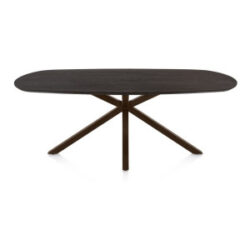 Caletta, eetkamertafel ovaal 210 x 100 cm. - eiken blad - centrale kruispoot steelbrown - Basalt