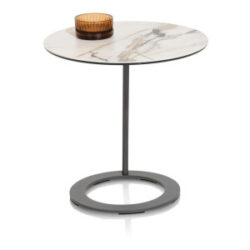Vegas, salontafel rond 50 cm - keramiek op glas - wit