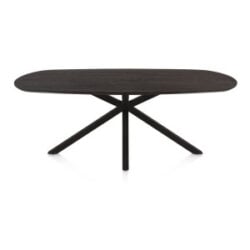 Caletta, eetkamertafel ovaal 210 x 100 cm. - eiken blad - centrale kruispoot zwart - Basalt
