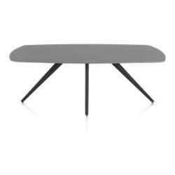 Saluti, eetkamertafel ovaal 210 x 105 cm. - 4 poot - rough off black - Antraciet