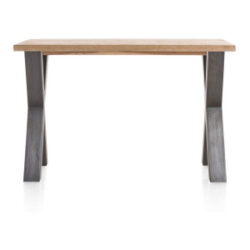 Metalox, table de bar 160 x 90 cm (hauteur: 92 cm) - bords effet tronc d\'arbre + X-forme pied metal