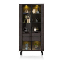 Livada, vitrine 100 cm - 2-portes en verre + 2-tiroirs - onyx