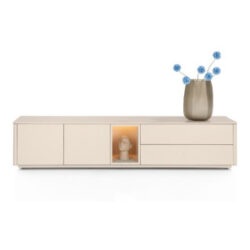 Trentino, Lowboard 210 cm. - 2-deuren + 2-laden + 1-niche - mdf gelakt - Creme