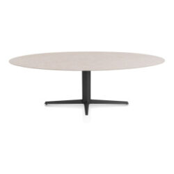 Saluti, eetkamertafel ellips 240 X 110 cm. - centrale teenpoot - rough off black - Light sand
