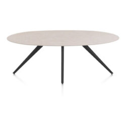 Saluti, eetkamertafel ellips 210 x 105 cm. - 4 poot - rough off black - Light sand