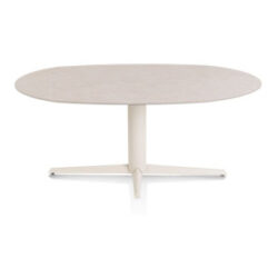 Saluti, eetkamertafel ellips 180 X 105 cm. - centrale teenpoot - creme - Light sand