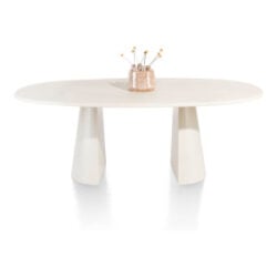 Lund, table ovale 210 x 120 cm. - stone-skin - pied cone - Nebbia