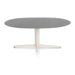 Saluti, eetkamertafel ellips 180 X 105 cm. - centrale teenpoot - creme - Antraciet