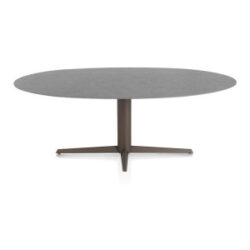 Saluti, eetkamertafel ellips 210 X 105 cm. - centrale teenpoot - steelbrown - Antraciet