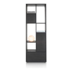 Lugana, roomdivider 76 cm - 2-deuren + 1-lade + 5-niches - Onyx