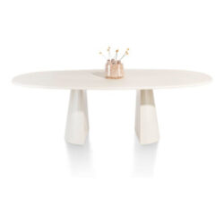 Lund, table ovale 240 x 120 cm. - stone-skin - pied cone - Nebbia