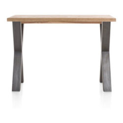 Metalox, table de bar 130 x 90 cm (hauteur: 92 cm) - bords effet tronc d\'arbre + X-forme pied metal