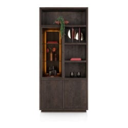 Gijon, bergkast 100 cm - 1-glasdeur + 2-deuren + 4-niches (+ LED)