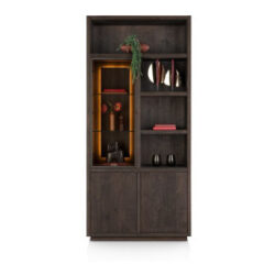 Gijon, armoire 100 cm - 1-porte de verre + 2-portes + 4-niches (+ LED)