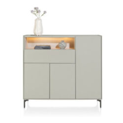 Noon, dressette 148 cm - 3-portes + 1-tiroir + 1-niche (+ LED) - complet silk grey