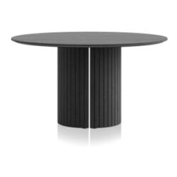 Pavie, eetkamertafel rond 140 cm (houten poot) - castle black